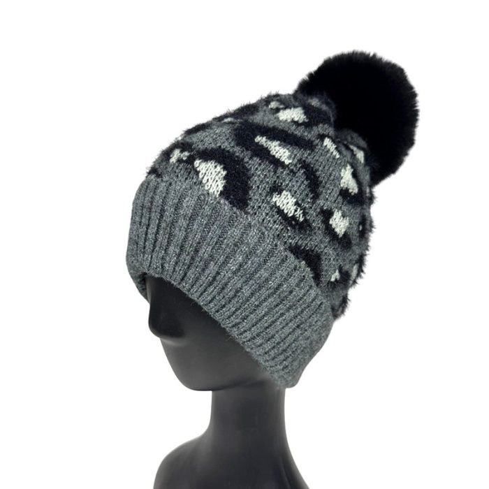 Leopard Beanie with Pom