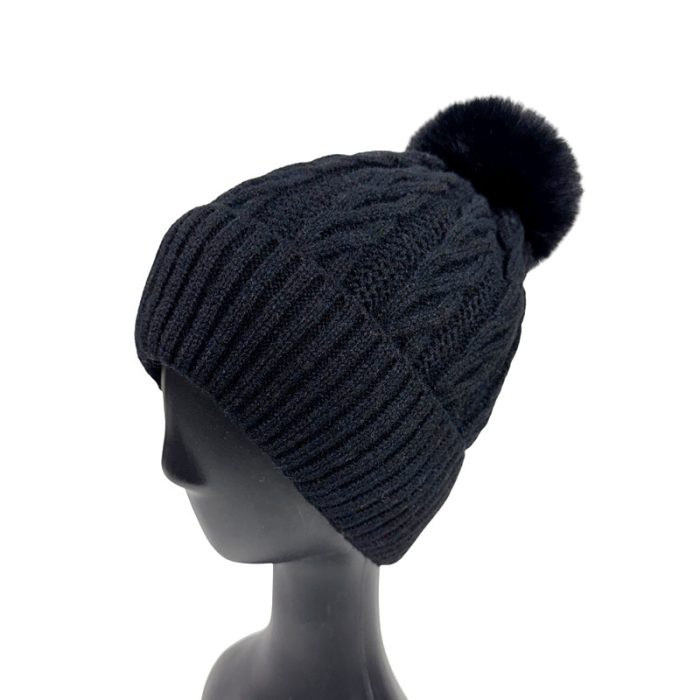 Cable Beanie with Pom