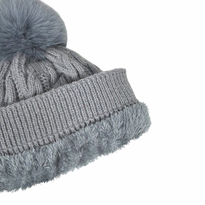 Cable Beanie with Pom - Image 2