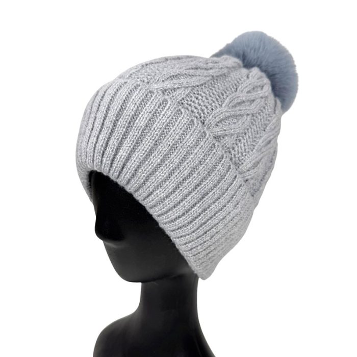 Cable Beanie with Pom