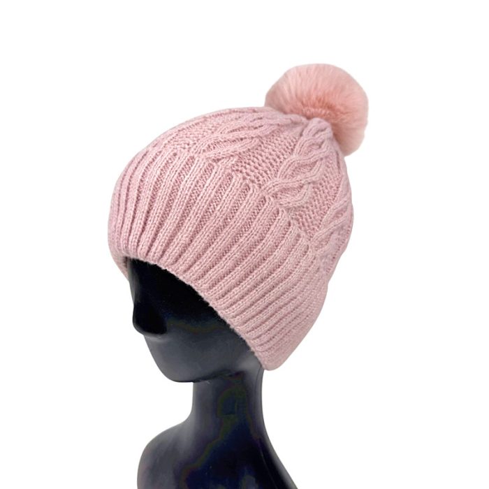 Cable Beanie with Pom