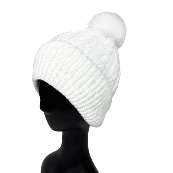 Cable Beanie with Pom