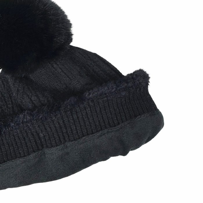Fur Trim Beanie with Fleece Linging - Image 2