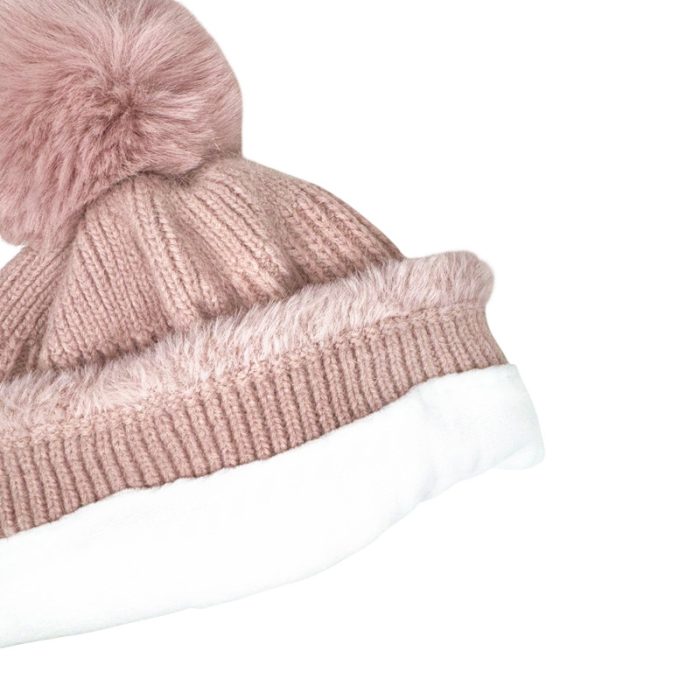 Fur Trim Beanie with Fleece Linging - Image 2