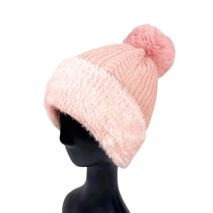 Fur Trim Beanie with Fleece Linging