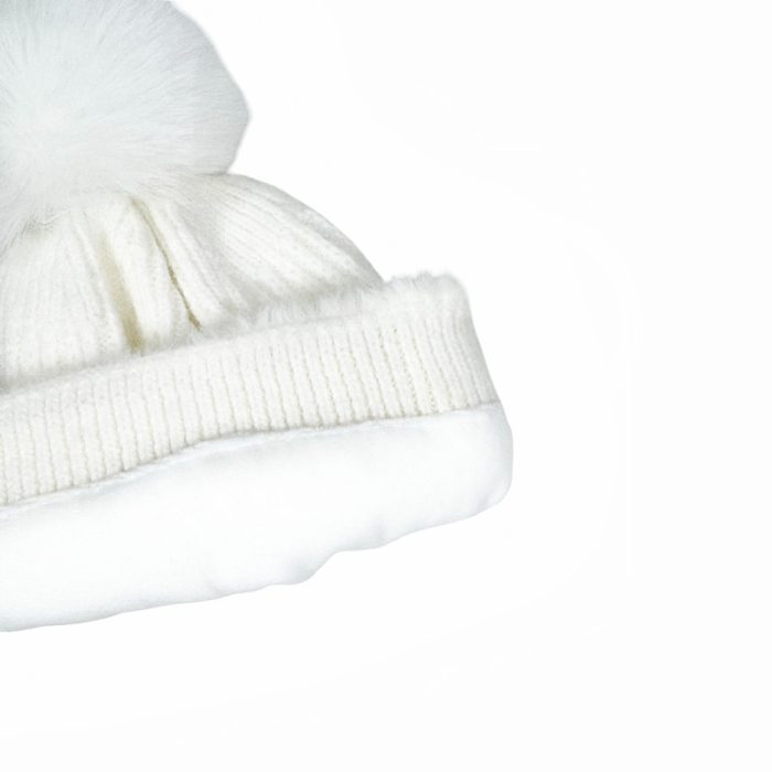 Fur Trim Beanie with Fleece Linging - Image 2