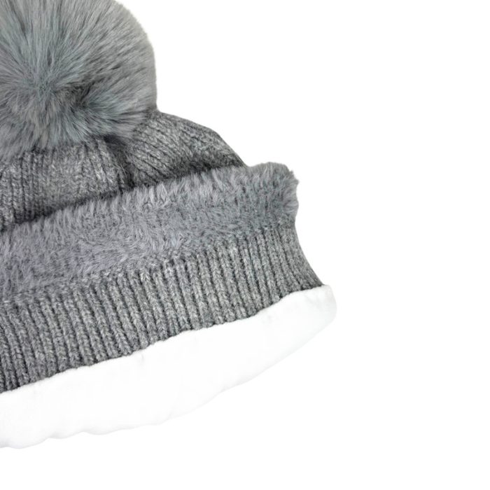 Fur Trim Beanie with Fleece Linging - Image 2