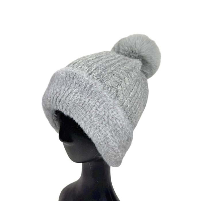 Fur Trim Beanie with Fleece Linging