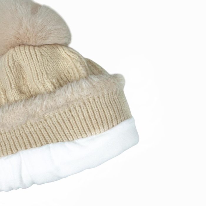 Fur Trim Beanie with Fleece Linging - Image 2