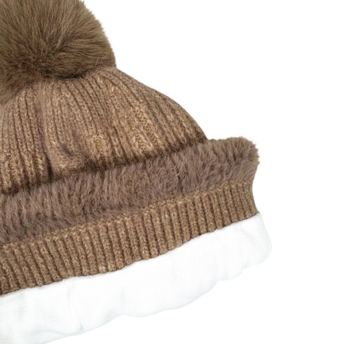 Fur Trim Beanie with Fleece Linging - Image 2