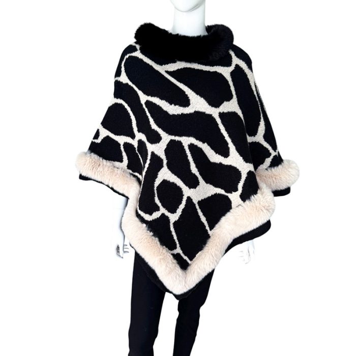 Stylish Fur Trim Poncho