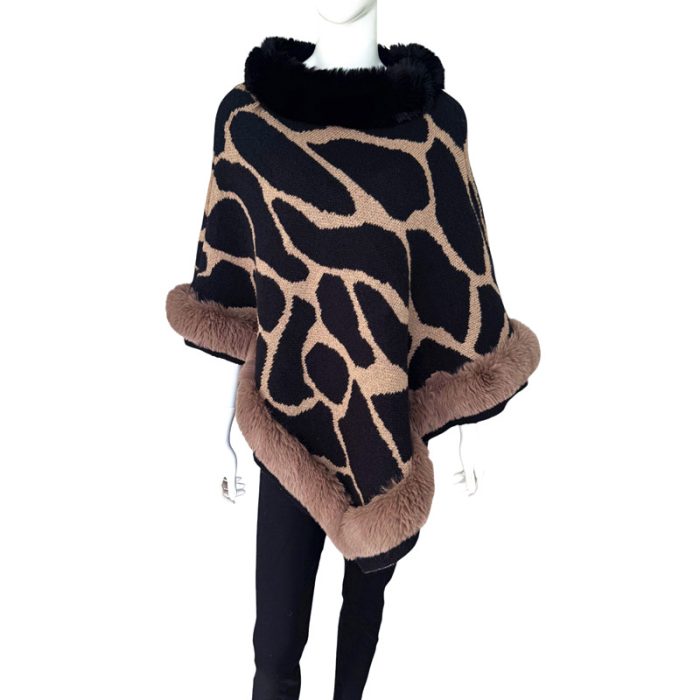 Stylish Fur Trim Poncho
