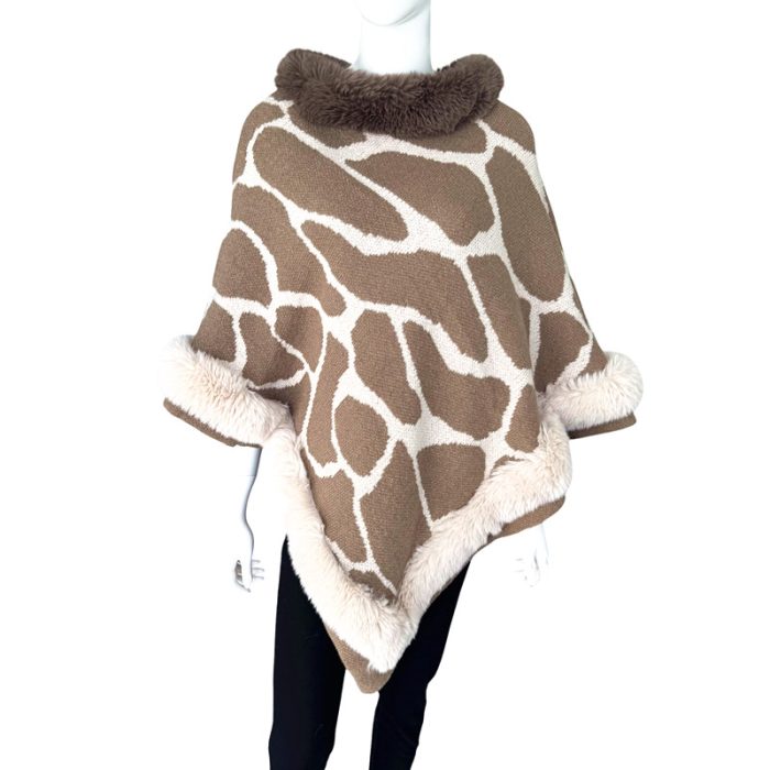 Stylish Fur Trim Poncho
