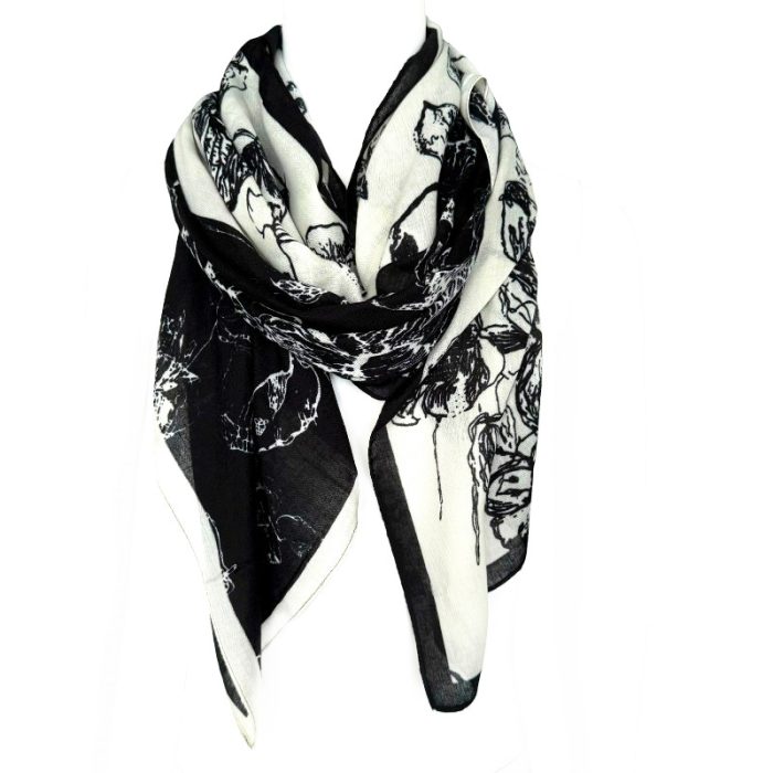 Linen Feel Scarf - Flower