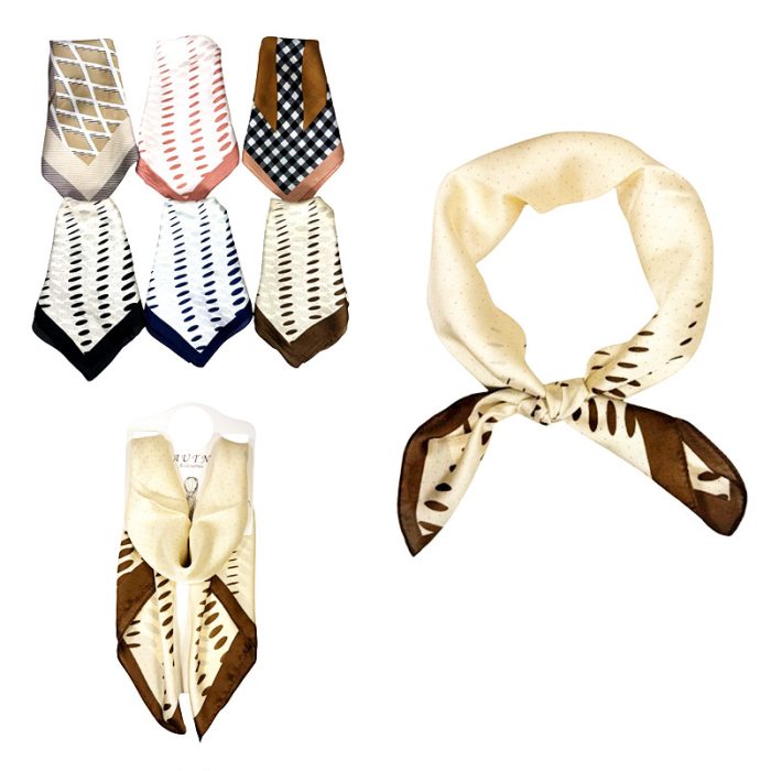 Multi Function Neckerchief/Headband/Bandanna/Bag-Tie with Display Hanger. Assorted 6pcs/set. One of Each.