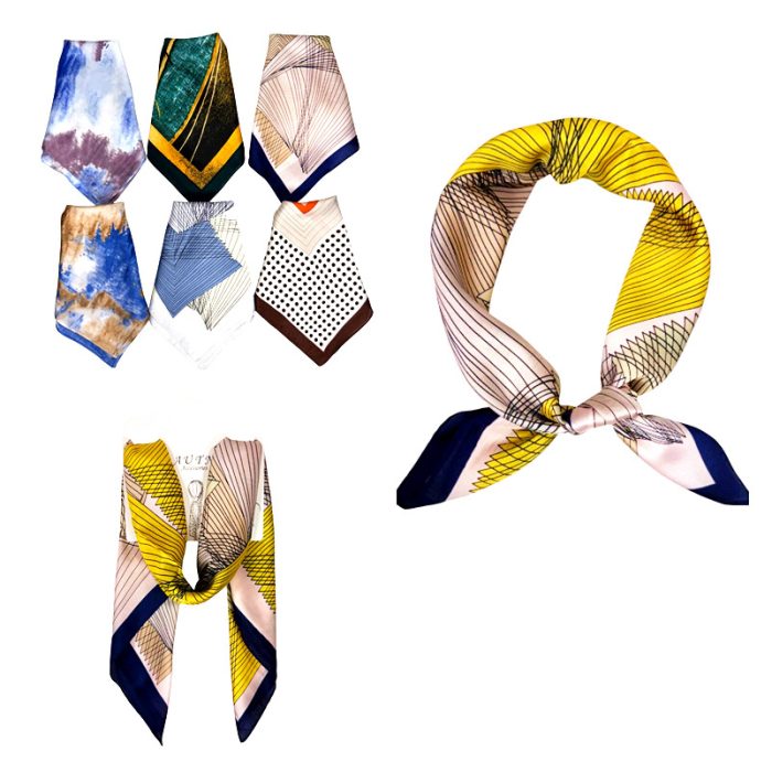 Multi Function Neckerchief/Headband/Bandanna/Bag-Tie with Display Hanger. Assorted 6pcs/set. One of Each.
