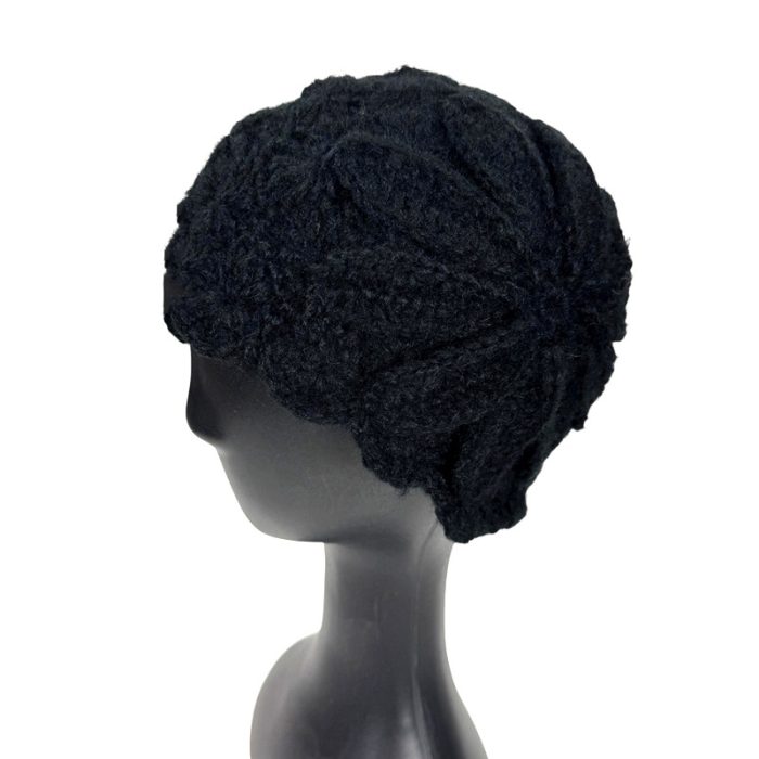 Hand Knitted Beanie with Flower Deco (Size may vary slightly)