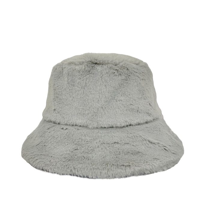 Cute Fluffy Bucket Hat-Grey colour