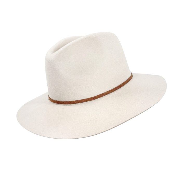 Stylish Wool Felt Fedora Hat with Suede Band Deco