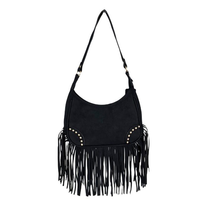 Vegan Suede Boho Fringe Crossbody Bag / Shoulder Bag