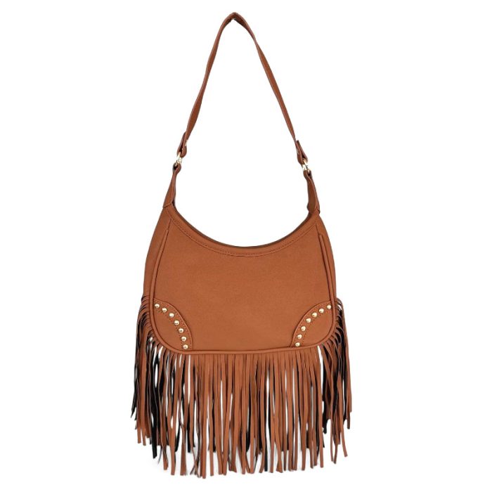 Vegan Suede Boho Fringe Crossbody Bag / Shoulder Bag