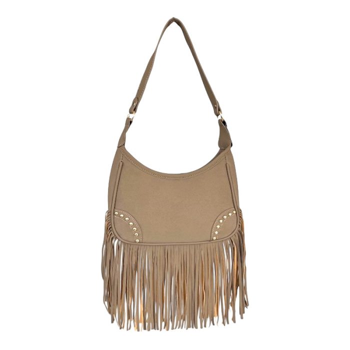 Vegan Suede Boho Fringe Crossbody Bag / Shoulder Bag