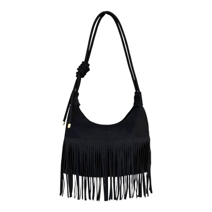 Vegan Suede Boho Fringe Shoulder Bag / Crossbody Bag