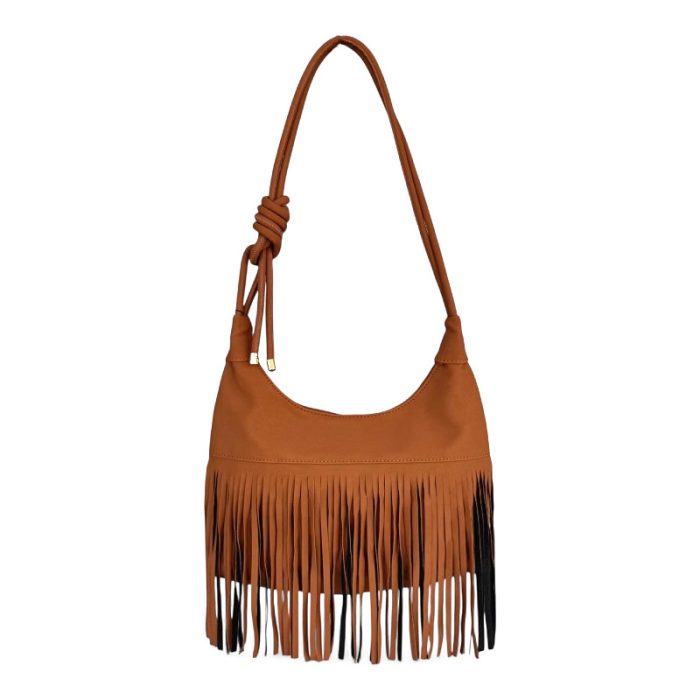 Vegan Suede Boho Fringe Shoulder Bag / Crossbody Bag
