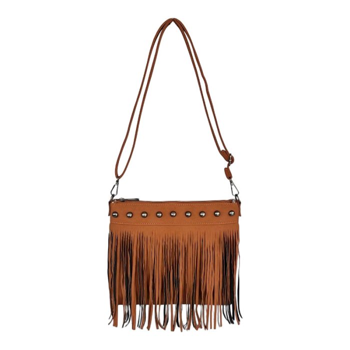 Vegan Suede Boho Fringe Crossbody Bag