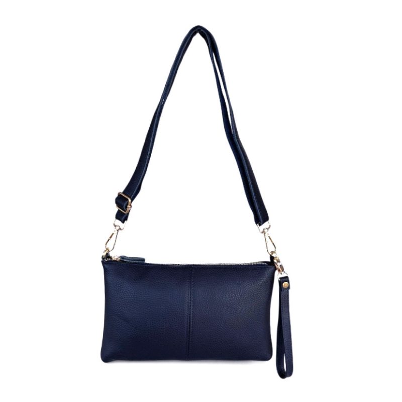 Genuine Leather Crossbody Bag with Wristlet