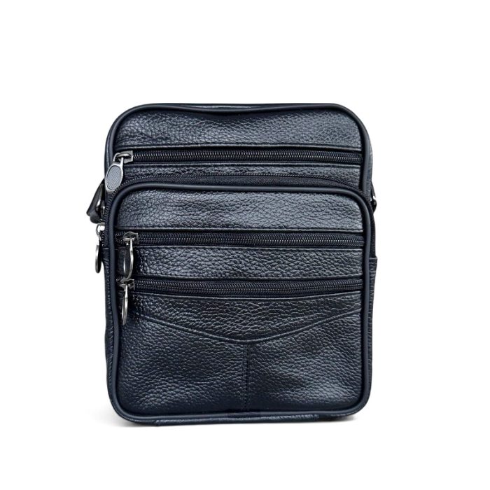 Genuine Leather Multi-Pocket Crossbody Bag