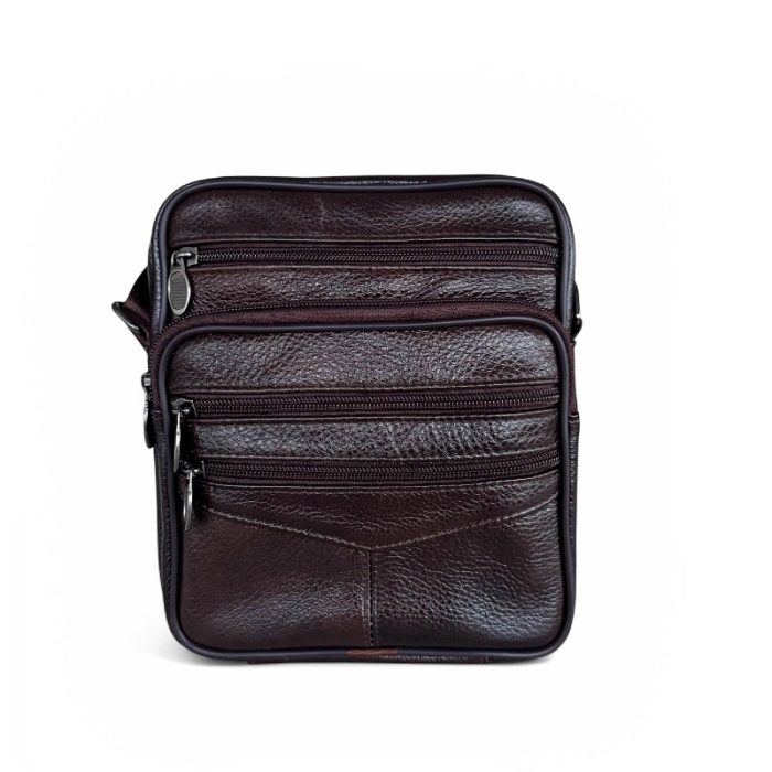 Genuine Leather Multi-Pocket Crossbody Bag