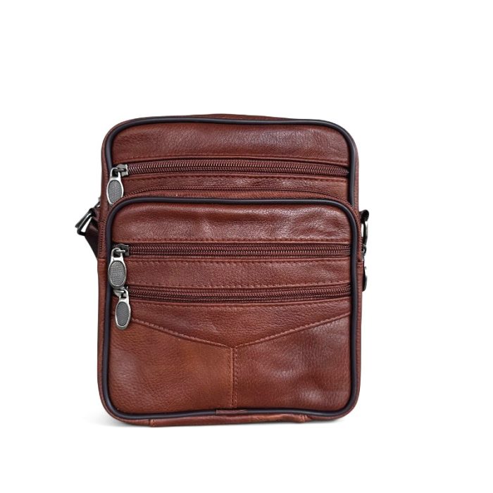 Genuine Leather Multi-Pocket Crossbody Bag