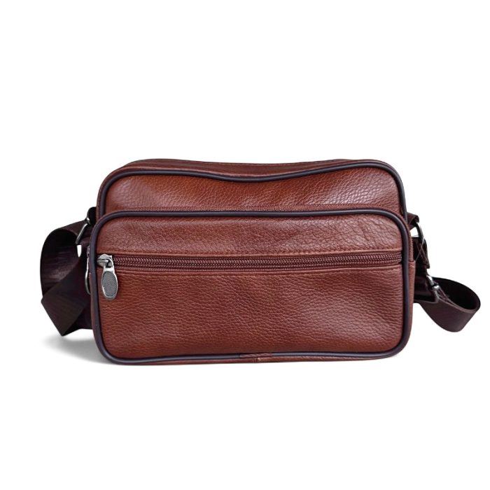 Genuine Leather Multi-Pocket Crossbody Bag