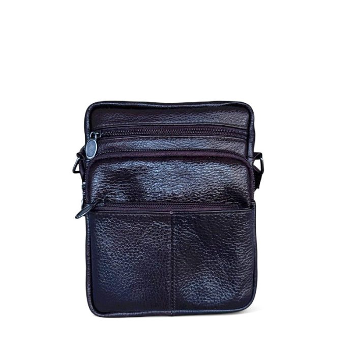 Genuine Leather Multi-Pocket Crossbody Bag
