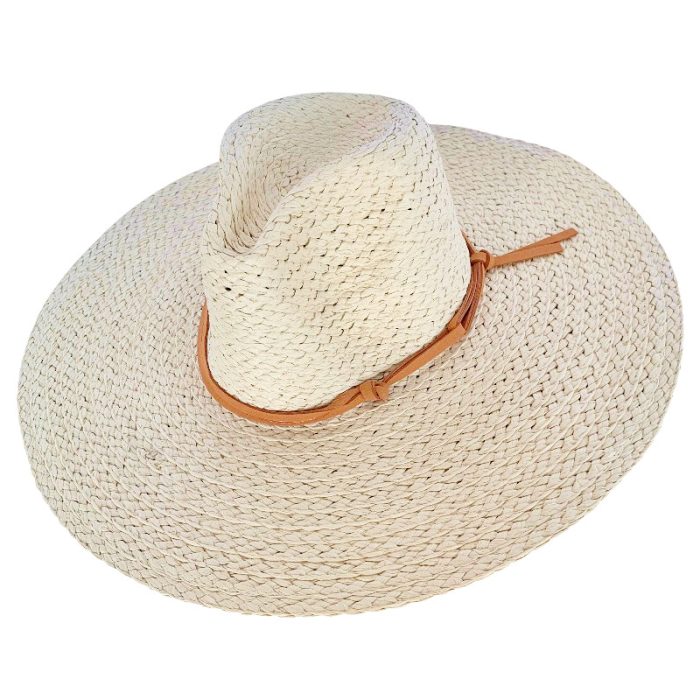 Wide Brim Fedora Hat with Suede Band Deco