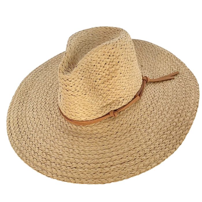 Wide Brim Fedora Hat with Suede Band Deco