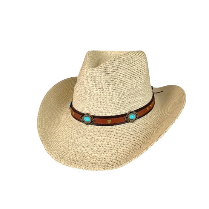 Wide Brim Cowboy Hat with Turquoise Band