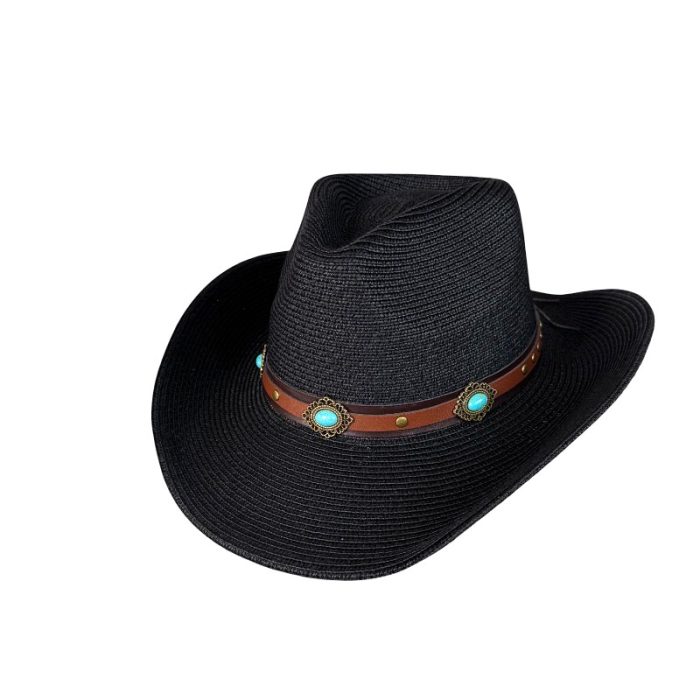Wide Brim Cowboy Hat with Turquoise Band