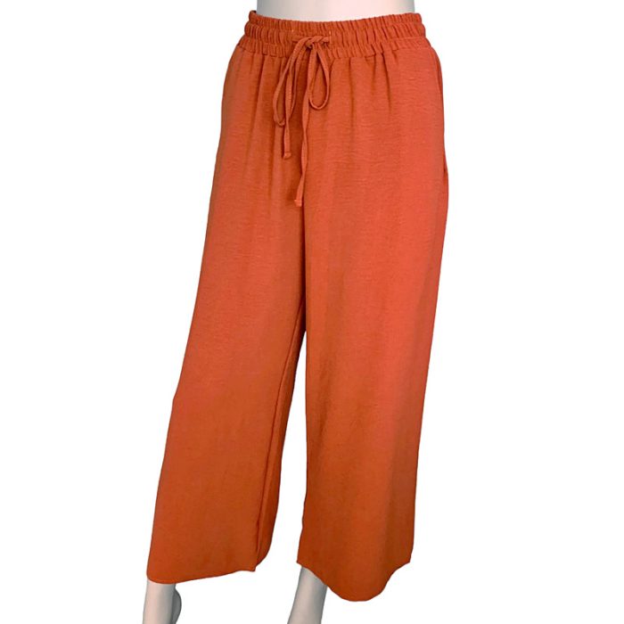 Solid Color Wide Leg Pants with Two Pockets - S/M & L/XL