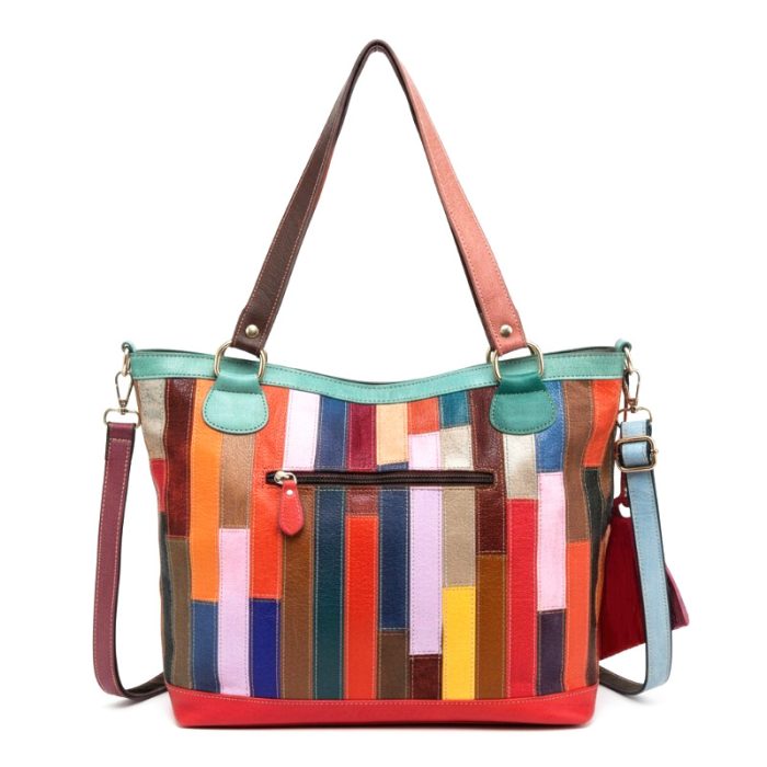 Fashionable Multicolor Floral Patchwork Tote Bag - Image 2