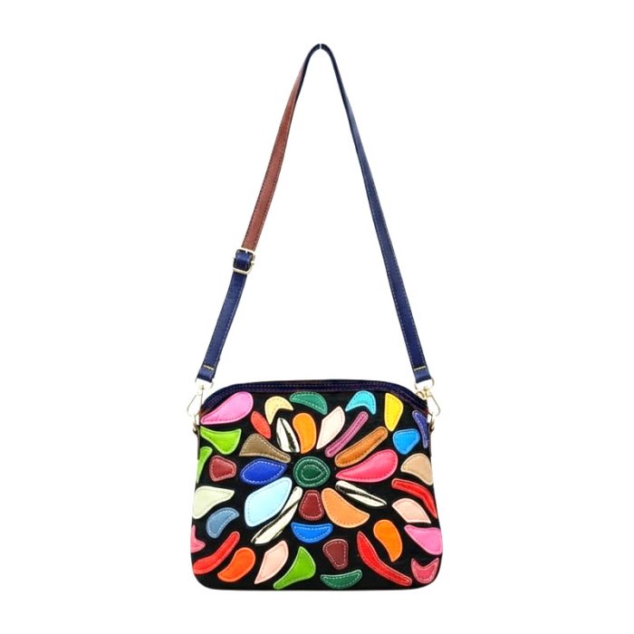 Pretty Multicolor Floral Patchwork Crossbody Bag